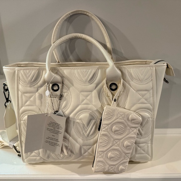 New Valentino Orlandi Cream Quilted Tote Bag - Picture 1 of 7